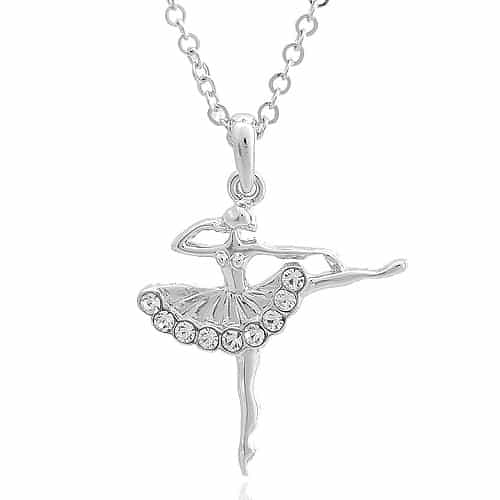 Silver Plated Dancing Ballerina Charm with Chain