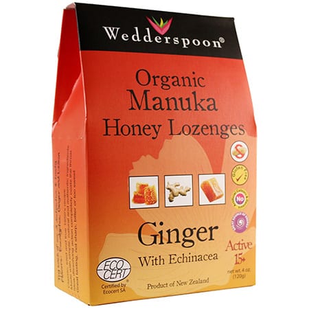 Wedderspoon Organic Manuka Honey Lozenges with Ginger and Echinacea
