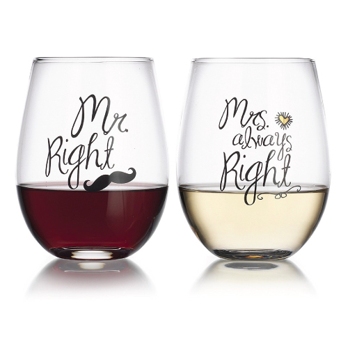 Mr Right and Mrs Always Right Wine Glass