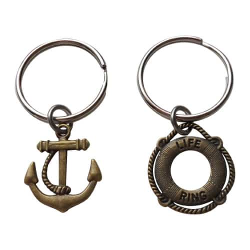 Bronze Anchor & Lifesaver Keychain Set