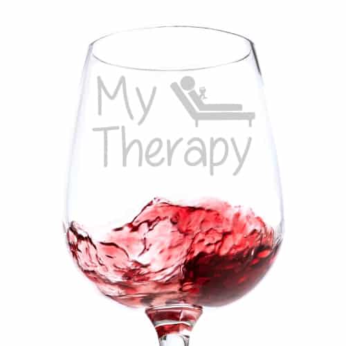  My Therapy Funny Wine Glass