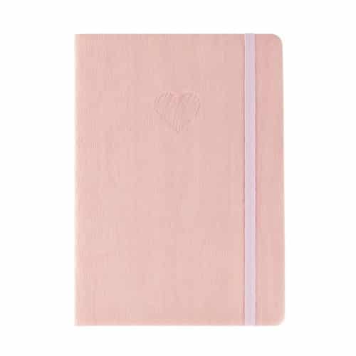 Pink Leather Journal with Embossed Heart