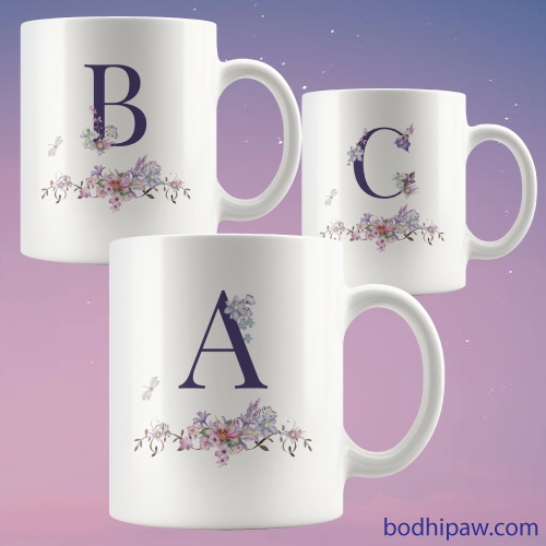 Bodhi Paw Floral Monogram Mug
