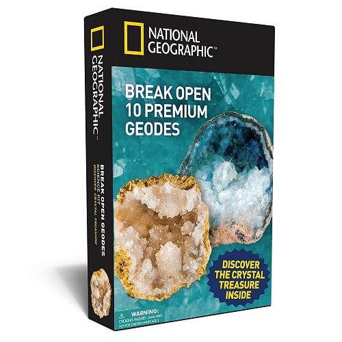 National Geographic Break Open 10 Geodes and Explore Crystals Science Kit (Gifts for kids just because)