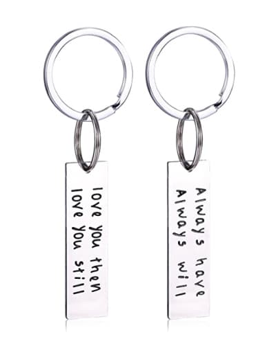 Love Quotes Couple Key Chain Set | 1st Wedding Anniversary Gift for Him