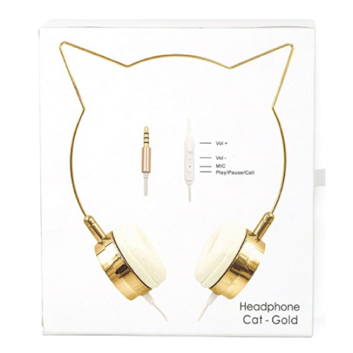 Gold Cat Ear Headphones. Tech gifts for her. Christmas gifts for teens.