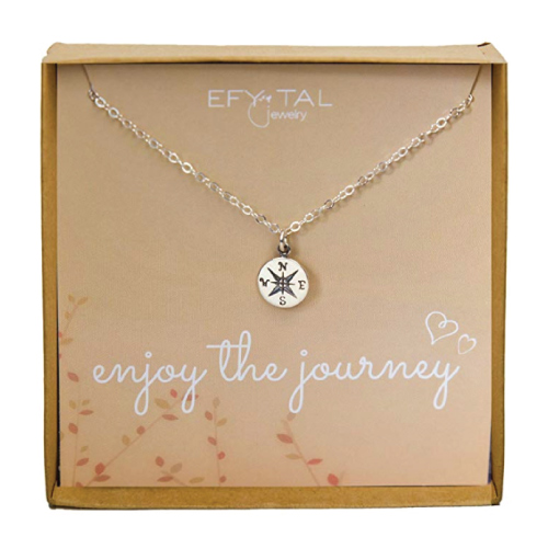 Enjoy The Journey Compass Necklace | going-away-college-gifts-girls