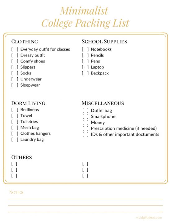 Minimalist College Packing List - Essentials for Girls