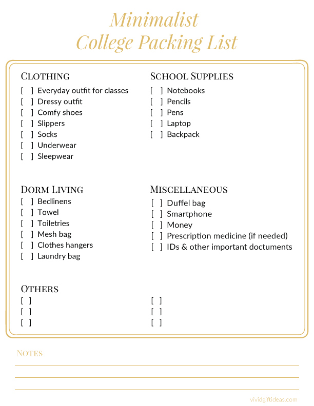 Minimalist College Packing List Essentials For Girls