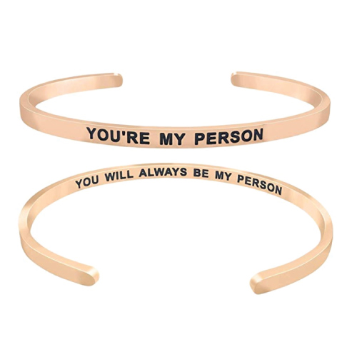 "You're My Person You Will Always Be My Person'' Quote Cuff Bracelets