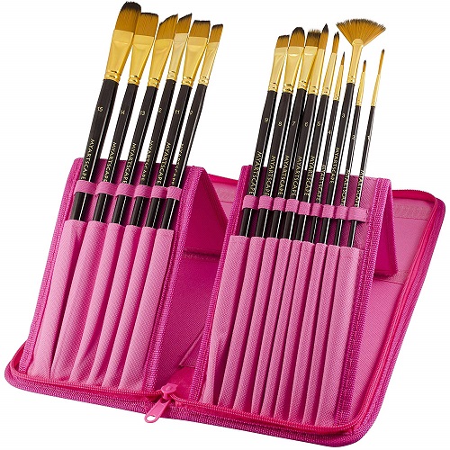 Artist Paintbrushes with Travel Holder