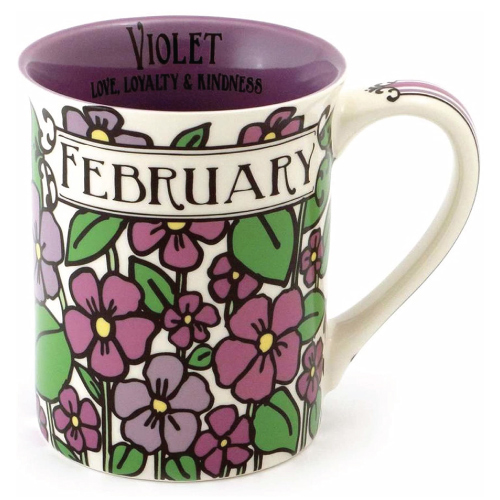 February Birthday Flower Stoneware Coffee Mug