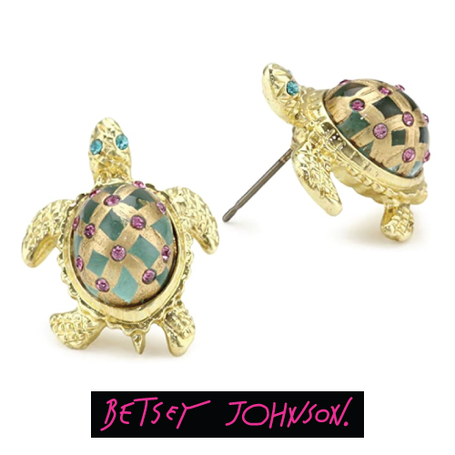 Betsey Johnson "Sea Excursion" Turtle Stud Earrings