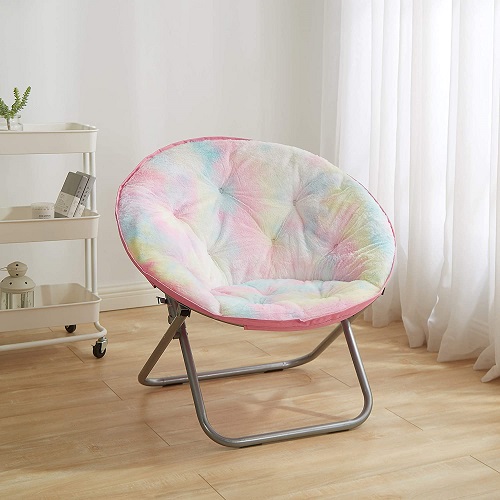 Sorbet Dreams Rainbow Fur Saucer Chair