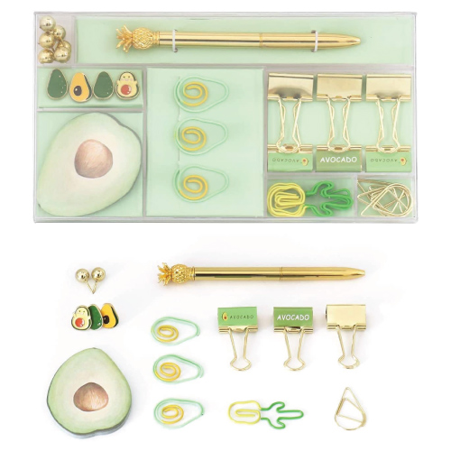 Avocado Green and Gold Stationery Set