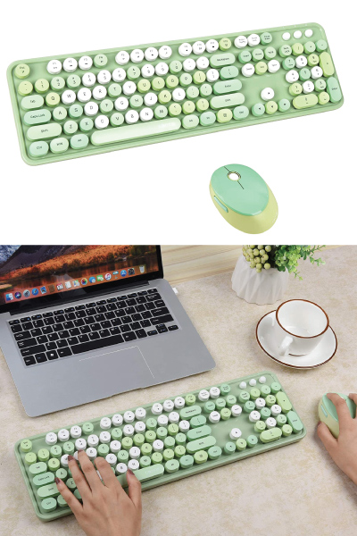 UBOTIE Colorful Computer Wireless Keyboards Mouse Combos