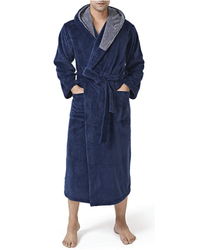 DAVID ARCHY Men's Coral Fleece Plush Robe