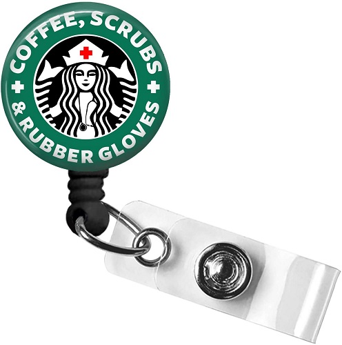 Nurse Coffee Reel ID Badge Holder