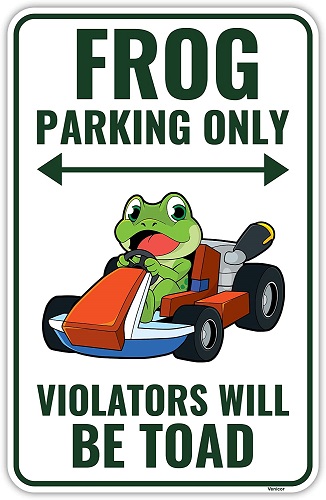 Frog Parking Sign DÃ©cor